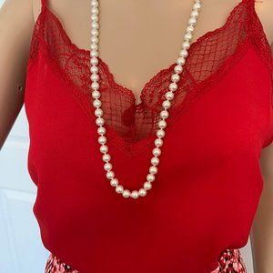 V-Neck Lace Camisole- Color Red -Size M